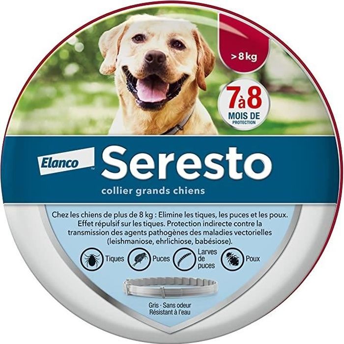 ROCK-Chien– Collier Anti-Puces et Anti-Tiques pour Grands Chiens - 8KG Et Plus