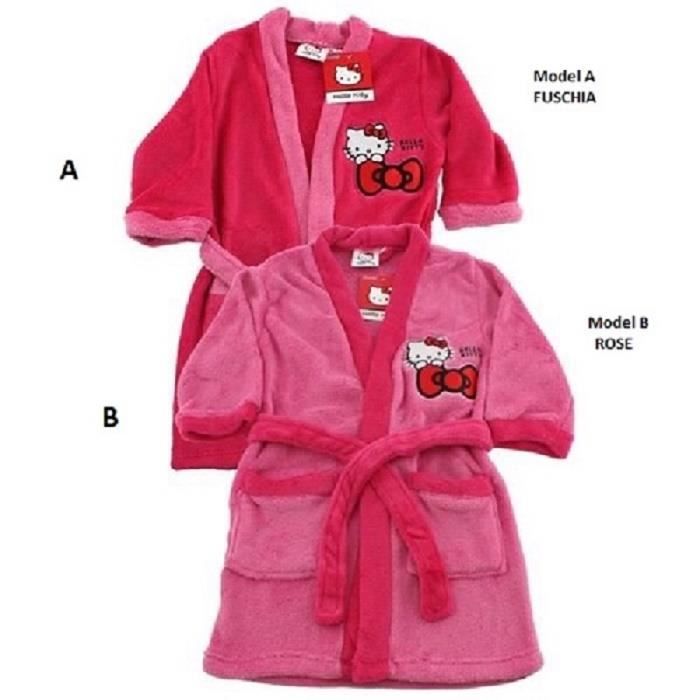 Robe de chambre / Peignoir de nuit très doux HELLO KITTY Sanrio * 100% polyester * NEUF model aléatoire * de 3 a 8 ans