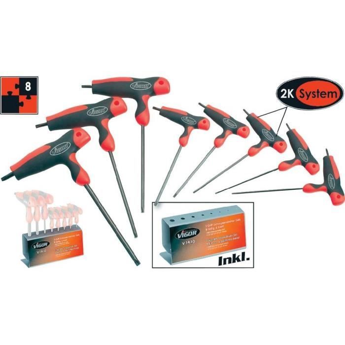 Jeu de tournevis à manche en T TORX® intérieur, Vigor V1410 8 pièces