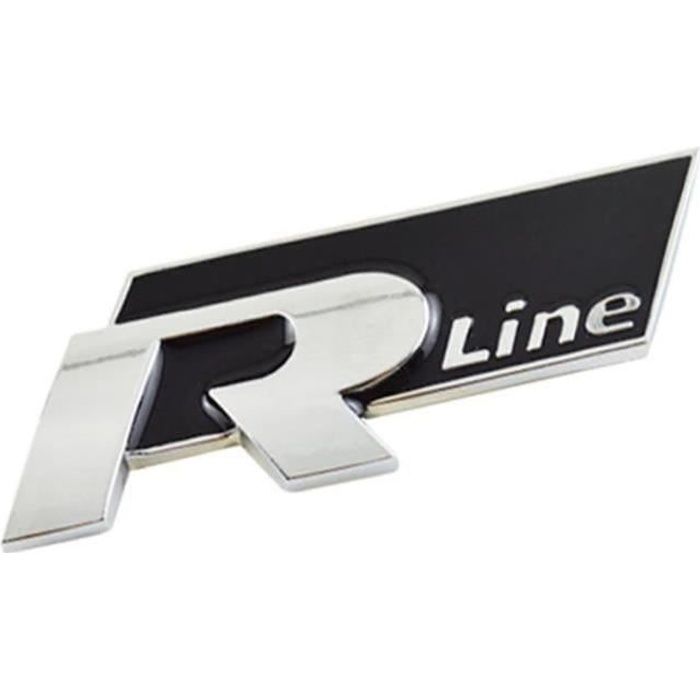 ZS11410-3D Métal R Line Autocollant Emblème Badge Noir Argent VW R-Line