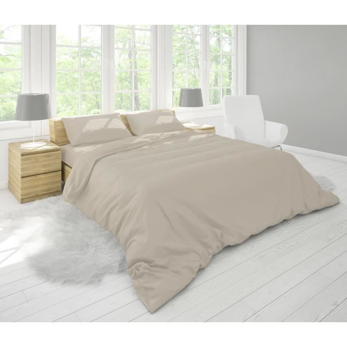 Housse de couette satin 100% coton BIO Signature Sable (Housse de couette 260X240)