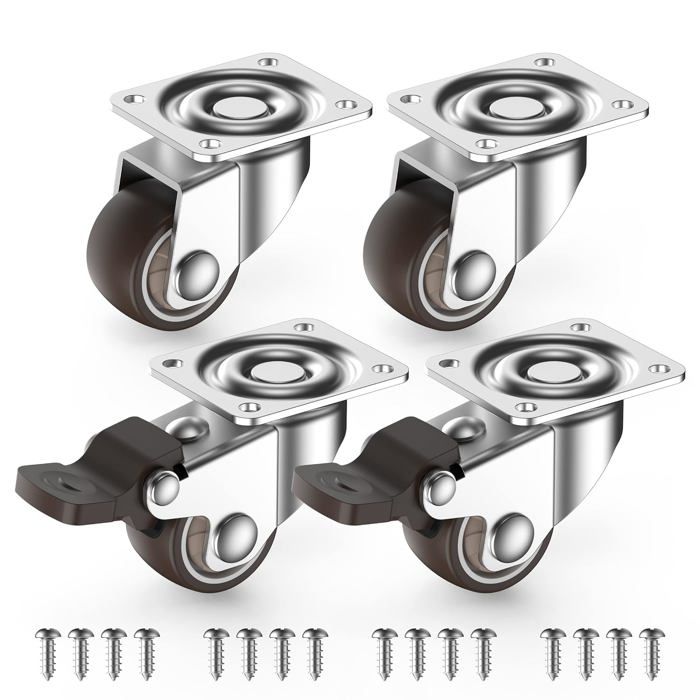 Lot De 2 Roulettes Industrielles 200 Mm Avec Frein - Charge Max 1000 Kg, Noyau Aluminium, Parfaites Pour Chariots Lourds Et Labos