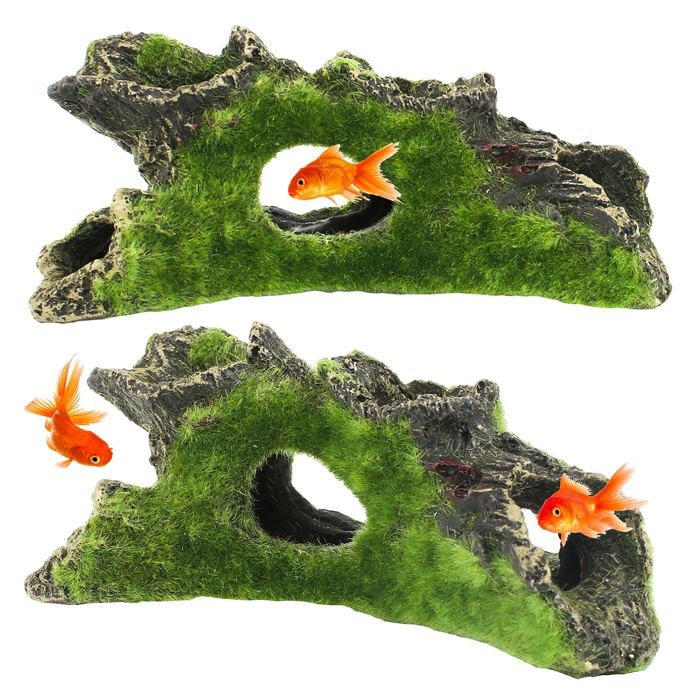Comparer les prix de Lot de 2 décorations d'arbre d'aquarium en résine pour habitat naturel, avec trou pour cacher les poissons (15 x 5 x 7 cm)