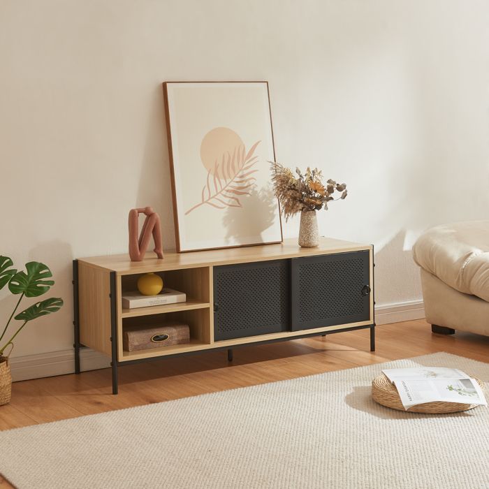 Meuble TV Tysnes 120 x 40 x 45 cm effet chêne noir
