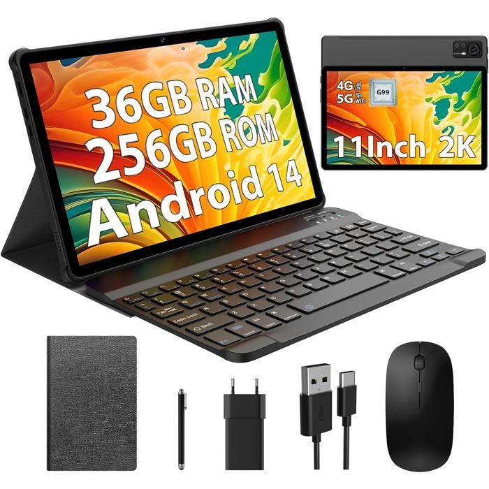 Tablette Android 15 BEYNIVAN 11 Pouces - 4G LTE/5G WiFi, 36 Go RAM, 256 Go ROM, 8000 MAh, écran Full HD - 10