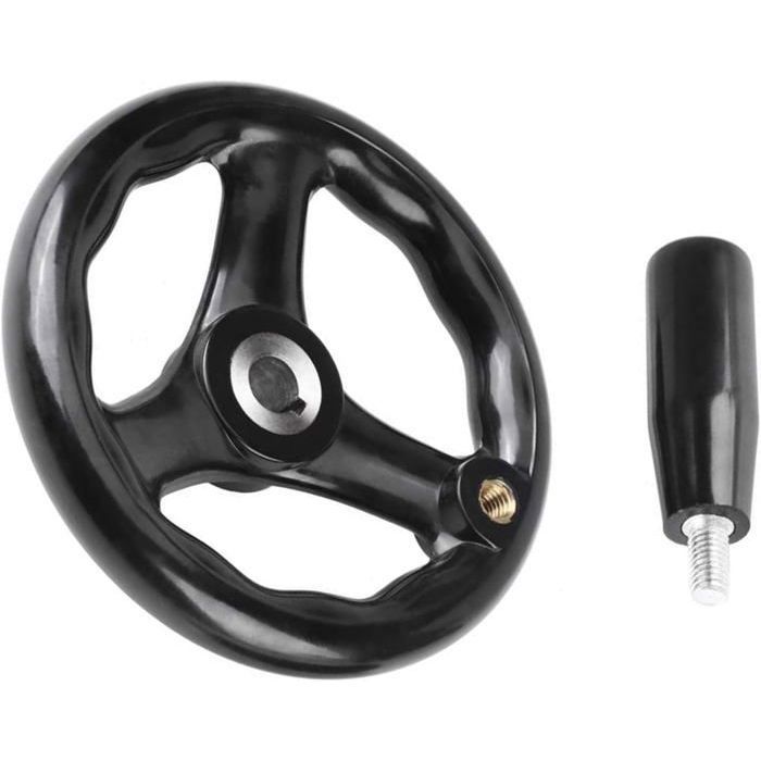 CCYKXA Volant en bakélite noire 12 mm x 100 mm à 3 rayons et poignée