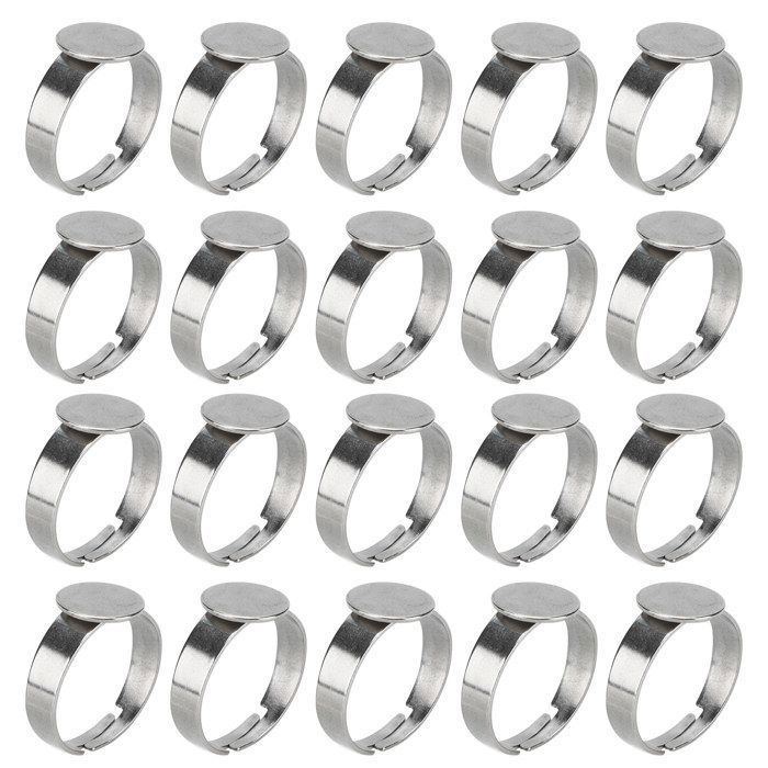 10 Anneaux ébauches Réglables En Acier Inoxydable - Diamètre 12 Mm, Couleur Or, Pour Fabrication De Bijoux