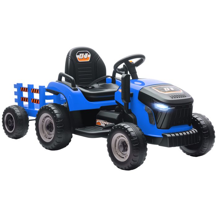 AIYAPLAY Tracteur &Eacute;lectrique Enfant Avec Remorque Amovible Et T&eacute;l&eacute;commande Nombreux Effets