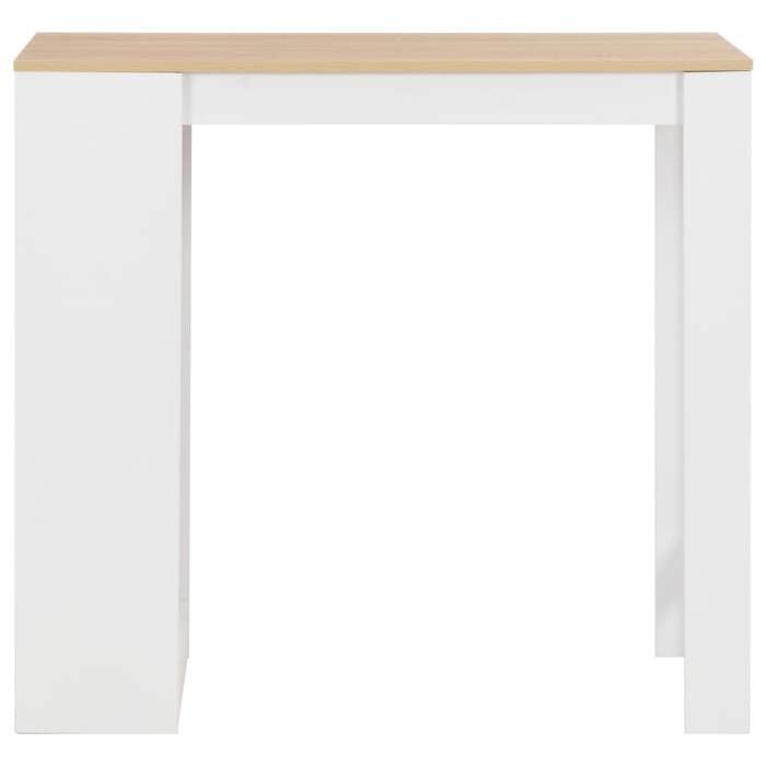“Winter SaleTOP Table de cuisine style minimaliste Blanc - Table de bar avec étagère Blanc 110x50x103cm PRO50683