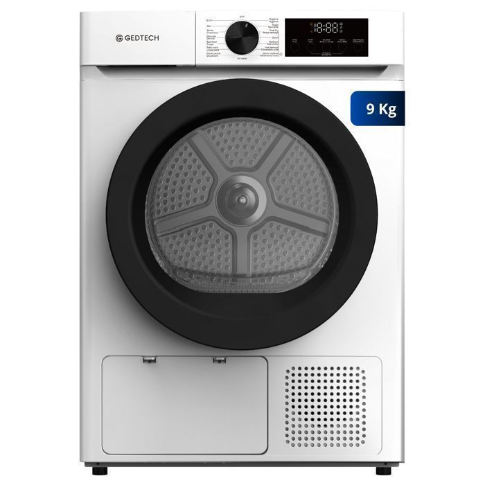 GEDTECH Sèche-linge pompe à chaleur SL9HPE - 9 Kg - L60cm - 16 programmes - Départ différé - Grande capacité - Classe E - Gedtech