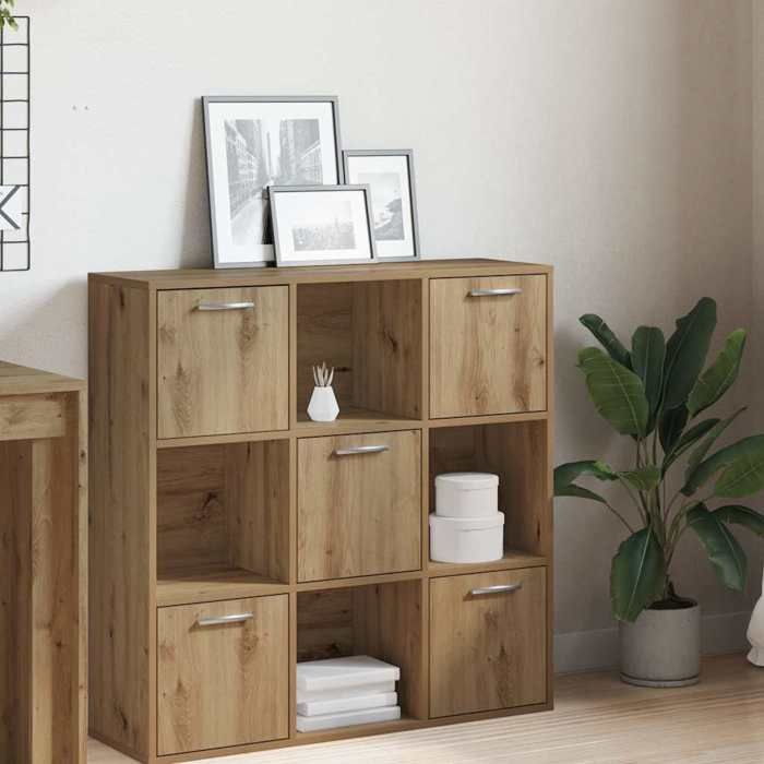 SALE 2026 Armoire étagère magazine Brun - Bibliothèque chêne artisanal 90x28x90cm - bois dingénierie PRO283755607