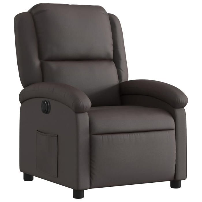 TOP 2026 Fauteuil relax - Chaise inclinable électrique - 1 PERSONNE - marron foncé cuir véritable - 71x86.5x99.5 cm FF2564
