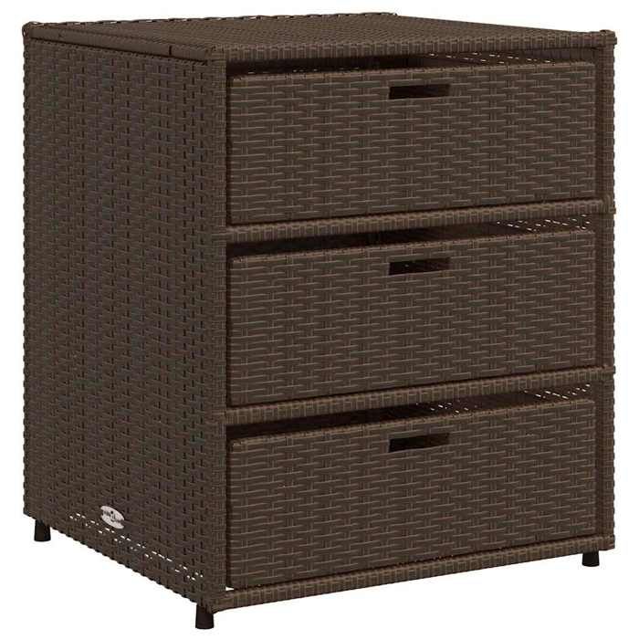 SALE 2026Armoire de rangement de jardin - Coffre de rangement extérieur marron 55x59x69cm - Résine tressée 16.4 Kg 2219232