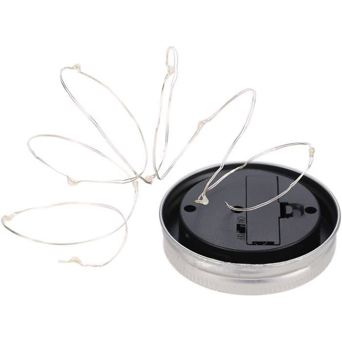 10 lampes solaires mini suspendues guirlande jarre/mason jar blanc extérieur/jardin. Label