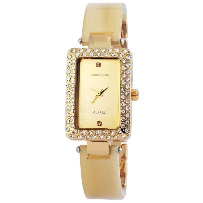 Montre femme - EXCELLANC - Ligne signature - Doré - Bracelet métal 14 mm - Quartz