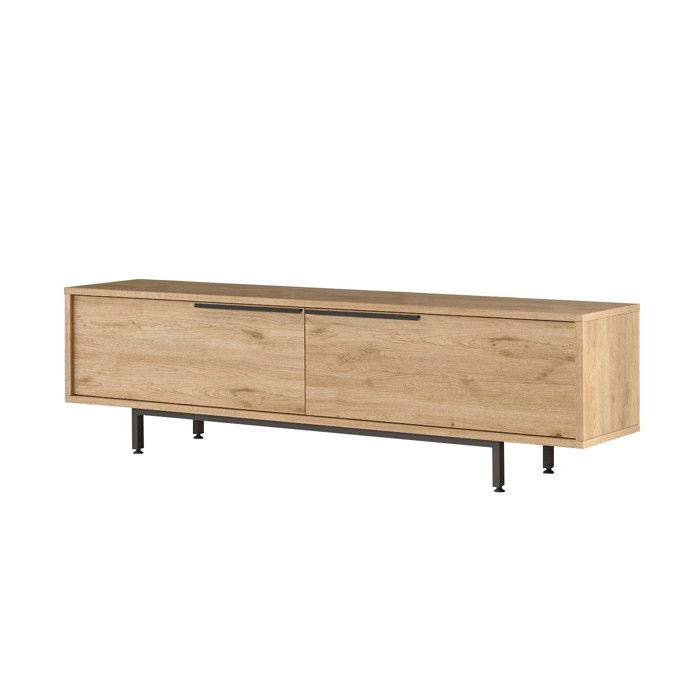 Meuble TV en bois Calvin - 160 x 35 x 45 cm - Marron