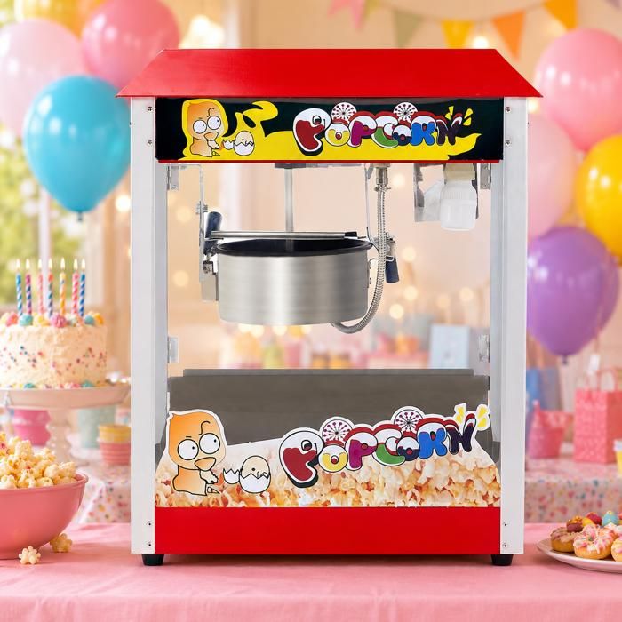 Machine à Pop-corn ÉLEC - AKABER - 1300W - Donne 48 tasses - Pour les fêtes danniversaire les familles et les salles de cinéma