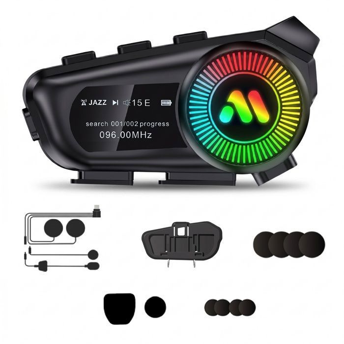 Intercom Moto 8 x 5 x 15 cm1150mAh Autonomie de batterie ultra longue Avec écran Réponse automatique fonction de réduction du bruit
