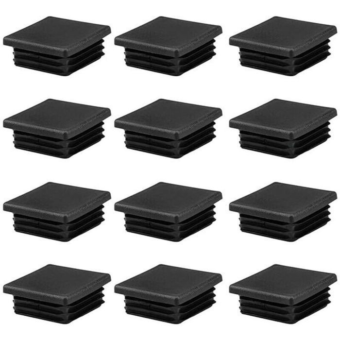 Couvercles de tubes carrés - DEKOPRO - 12 pièces - 50x50 mm - Plastique noir - Polyéthylène durable