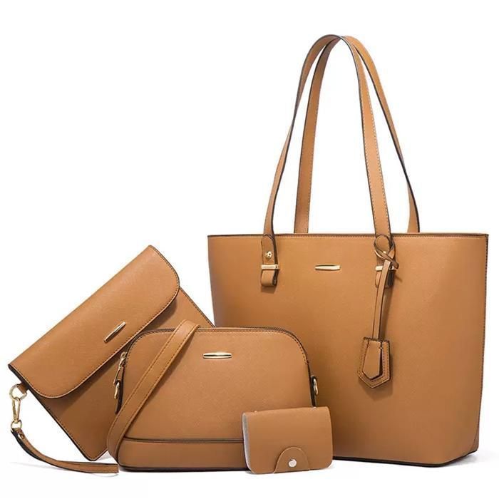 Sac à main femme marron KENLUMO - dames à la mode Sac Bandouliere Porte Monnaie Tote Bag 4 Pcs Grande Capacité Shopping les loisirs