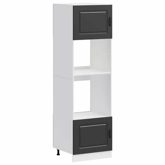 Armoires de four Kalmar - vidaXL - bois dingénierie - noir - pieds réglables - sans plan de travail - 60 x 57 x 207 cm mls41j59