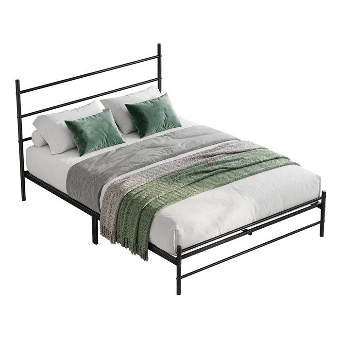 Structure de lit en métal WILITTO charge de 400 kg silencieux sommier démontable ample Clearance facile à monter noir 196*141*22cm