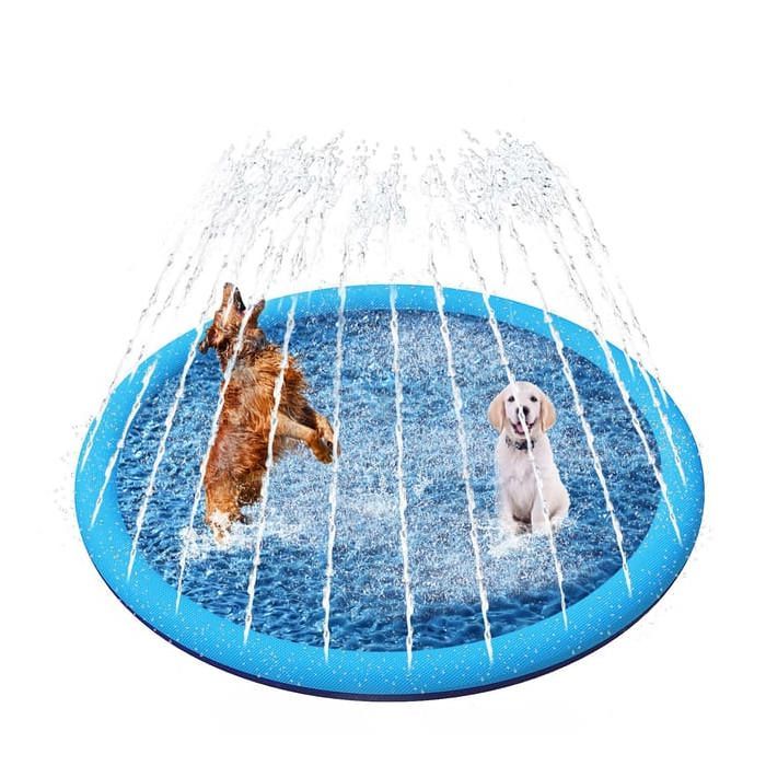 Piscine pour Chiens150cm/59in0.55cm Épaississant Tapis de Jeu deau pour Chiens avec Éclaboussures et AntidérapantJouet de Jardin