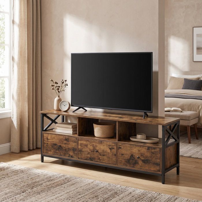 Meuble TV pour TV jusquà 65 Pouces Table TV avec 3 Tiroirs et 3 Étagères Ouvertes 40 x 147 x 50 cm pour Salon Marron et Noir Meuble TV pour TV jusquà 65 Pouces Table TV avec 3 Tiroirs et 3 Étagères Ouvertes 40 x 147 x 50 cm pour Salon Marron et Noir