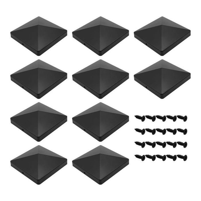 Chapeau Poteau Clôture - KeJi® - Lot 10 Capuchons Bois - 10x10cm - Plastique Robuste