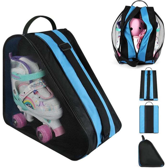 Sac de patins à roulettes 39 x 28 x 40 cm - bandoulière réglable grande capacité compartiments latéraux pour chaussures de ski