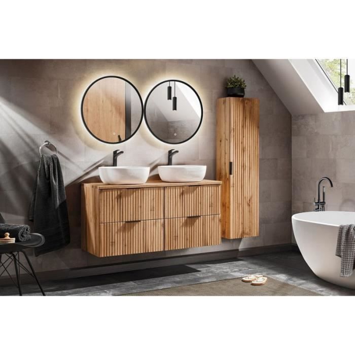 Ensemble Meuble salle de bain L 120 - Vasque + 3 tiroirs + miroir