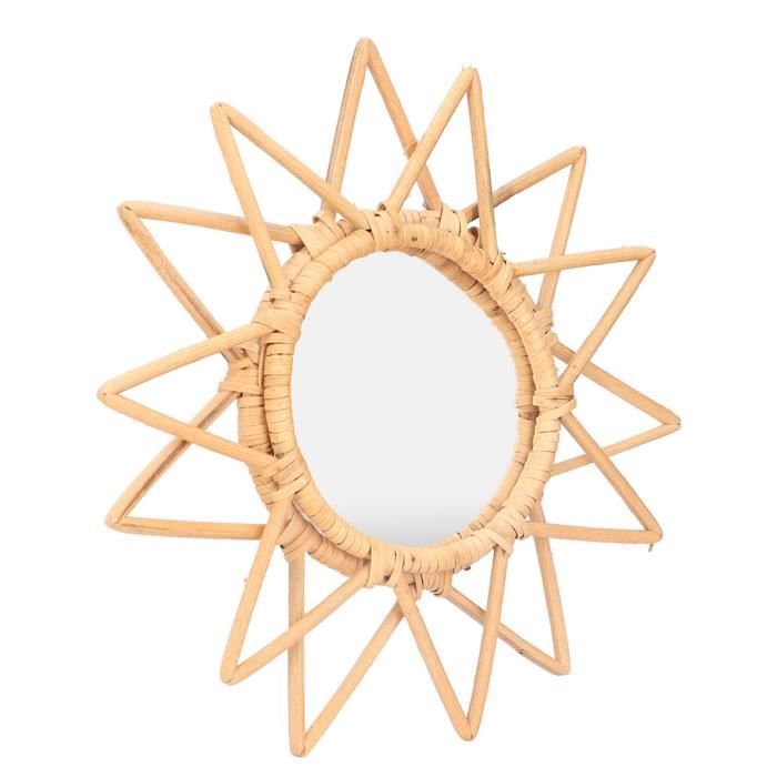 Atmosphera Miroir En Rotin Fleur Miroir Mural Suspendu Rotin Rond Décor
