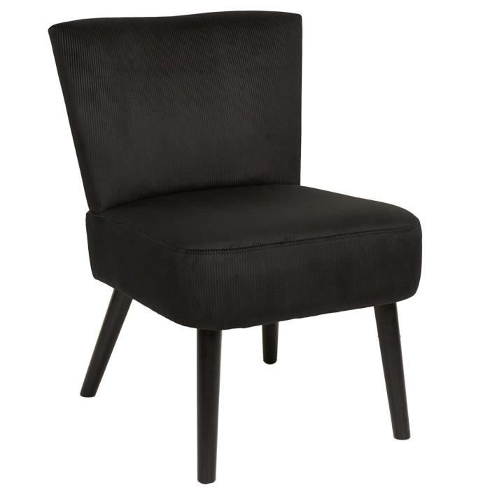 konae - fauteuil crapaud en velours côtelé noir
