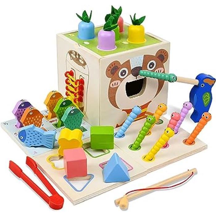 Jouet en Bois Bebe,8 en 1 Jeux Montessori 1 an, Jouet Educatifs Enfant,  pour Garçons Filles De 1 2 3 Ans - Cdiscount Jeux - Jouets