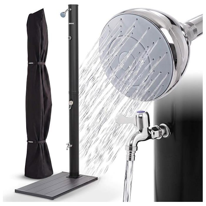 Douche Solaire Arebos 37L - 199cm Avec Thermomètre, Pommeau Réglable