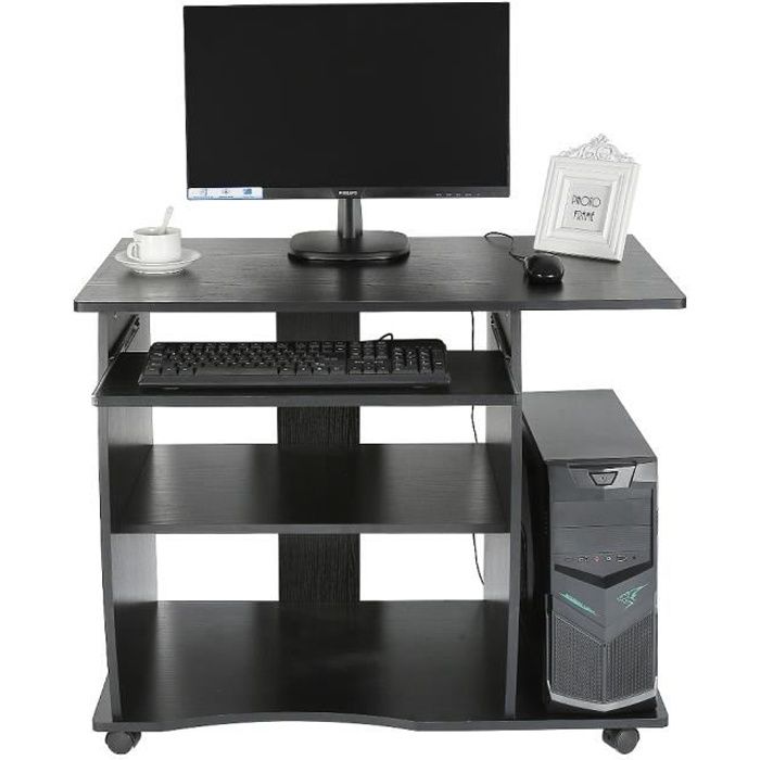 Meuble Bureau Informatique Pour Ordinateur A Roulettes Avec Grand Support Clavier Coulissant Noir Achat Vente Bureau Meuble Bureau Informatique Soldes Sur Cdiscount Des Le 20 Janvier Cdiscount