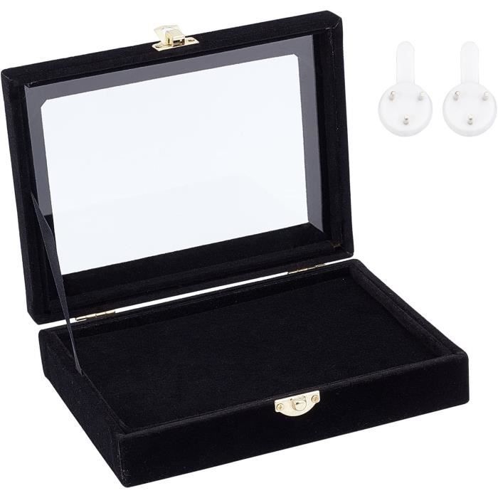 Boîte à Bijoux En Velours Pelucheux - Coffret Cadeau Pour Colliers, Bagues, Boucles D'oreilles - Noir - 19x19x4,1 Cm