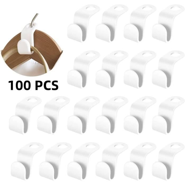 100 Pièces Crochet de Connexion pour Cintre Gain de Place pour Placard  Blanc
