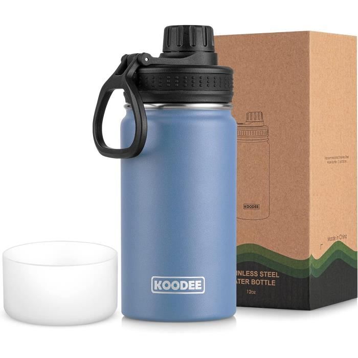 Vikastar Bouteille isotherme en acier inoxydable - 1 l - Sans BPA - Avec paille - Pour l'école, le sport, le vélo, le camping - Bleu foncé