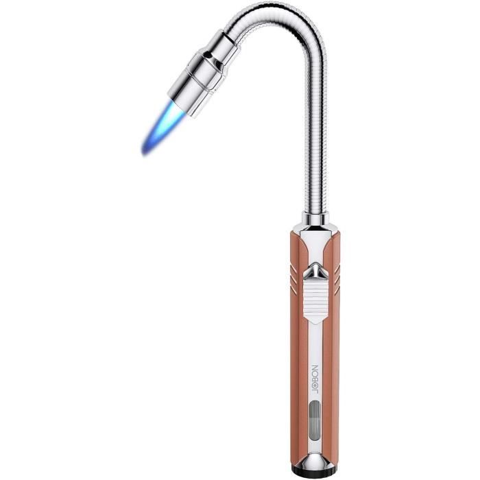 Allume-gaz Rechargeable Longue Portée - Flamme Coupe-vent 360° - Pour Barbecue, Cheminée, Bougies - Noir