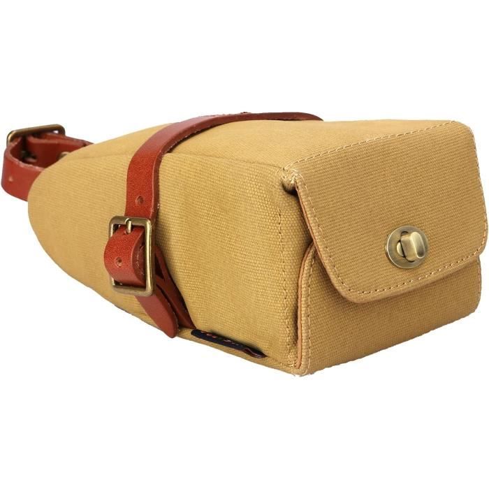 Sacoche De Selle Vélo En Cuir Vintage - Marron, 22x9.8x6cm, 170g