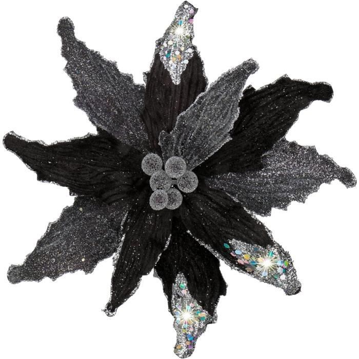 Lot De 6 Fleurs Artificielles à Paillettes Pour Sapin De Noël