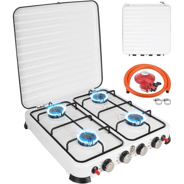 Réchaoud Gaz 4 Brûleurs 8,8 KW Portable – Allumage Automatique, Idéal Pour Camping Et Pique-nique