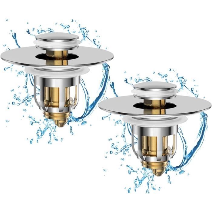Bouchon Lavabo 32-40mm UZSUZZ Bouchon Lavabo Pop-Up Universel - Lot De 2 | Acier Inoxydable 304 Avec Filtre Anti-Cheveux Raccord Drain 32-40mm