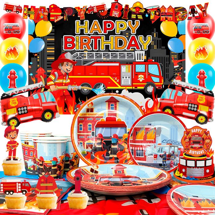 Décoration Anniversaire Pompier 2 Ans 32 Pièces, Ballons Camion De
