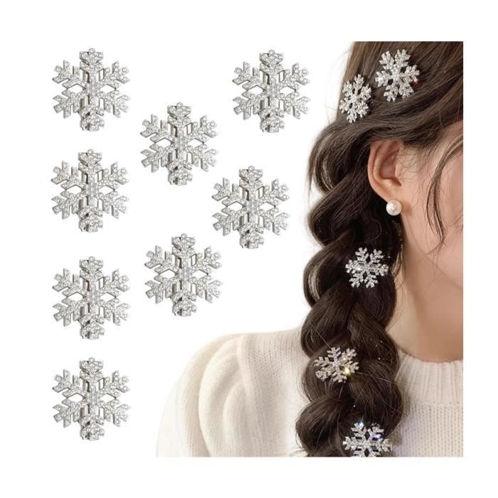 Lot De 3 Barrettes à Cheveux Edelweiss Strass - Perce-Neige Traditionnel Argent Antique - Fait Main - 8