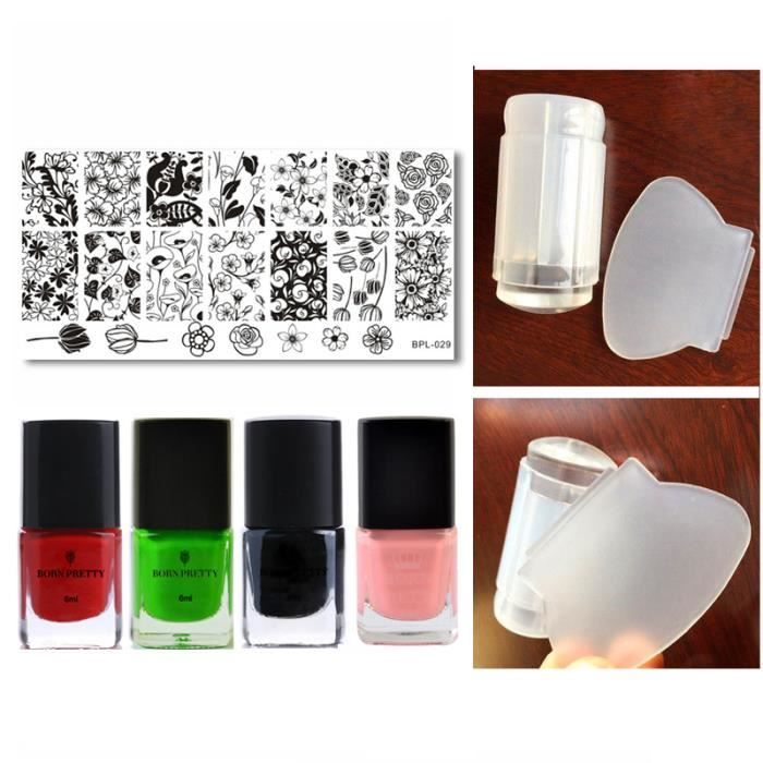 Kit Stamping Plaque Nail Art Vernis Liquide Ruban Nail Latex Cuticule