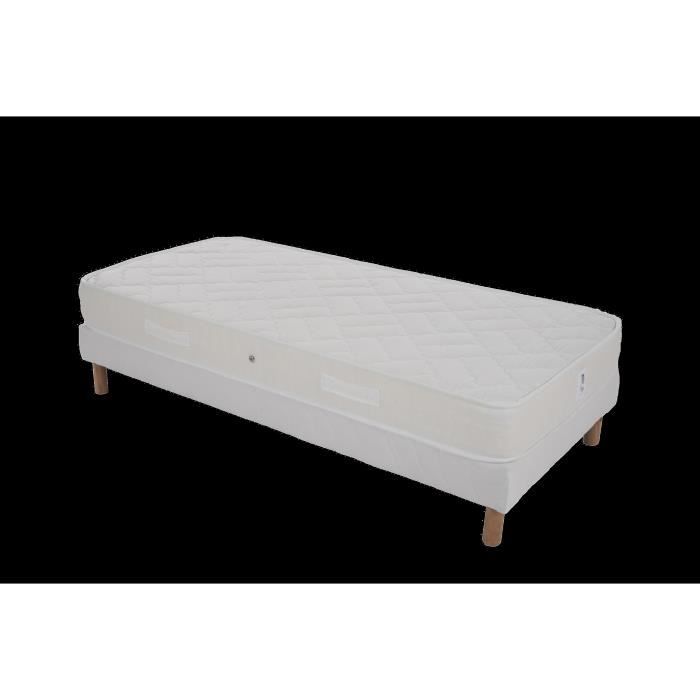 Ensemble Sommier + Matelas - 90x190 - H20cm - Sommier tapissier et Matelas en Mousse - Accueil Equilibré - ELITE ZEN