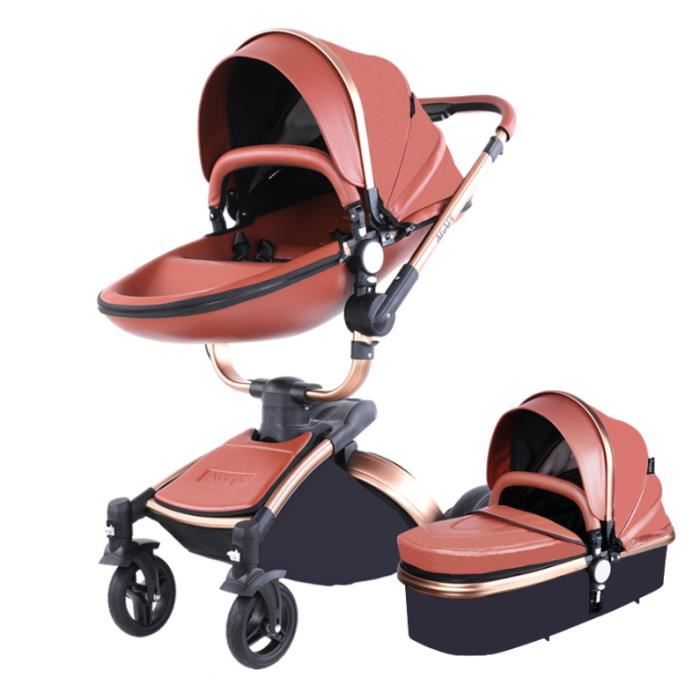 Poussette en cuir marron store
