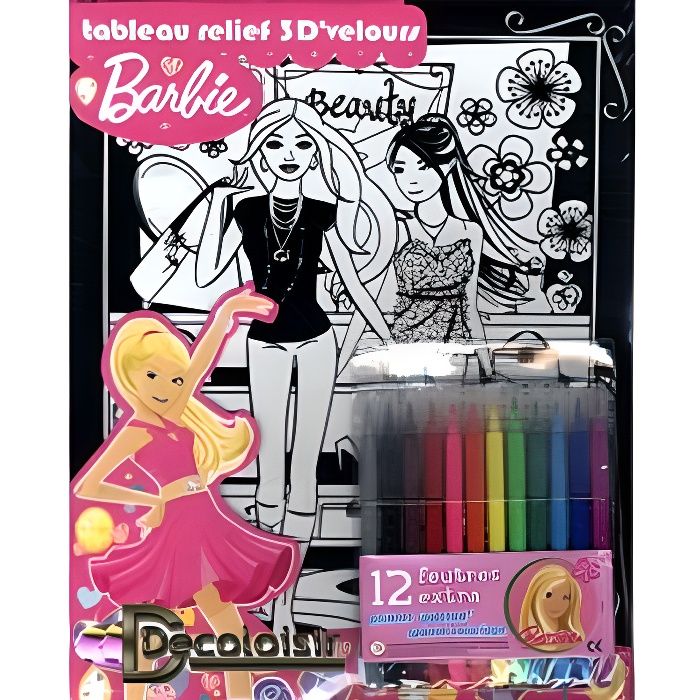 Tableau en feutrine a colorier Barbie Mode Cdiscount Jeux Jouets